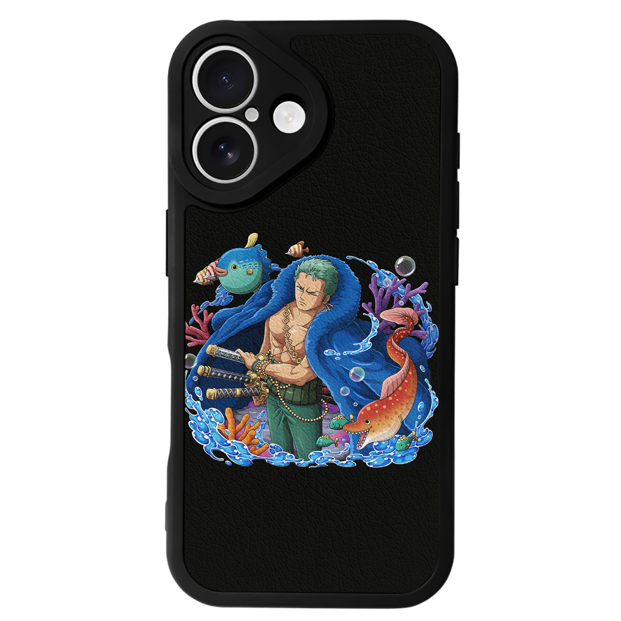 （画像用） ワンピース ロロノア・ゾロ ONE PIECE Roronoa Zoro 【iPhone 16シリーズ対応】シリコンスマホケース（レザー調） 材質：シリコン